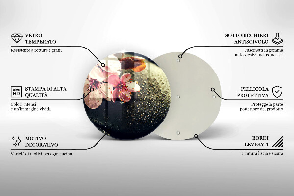 Üveg vágódeszka Virágok zen kövek