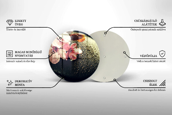 Üveg vágódeszka Virágok zen kövek