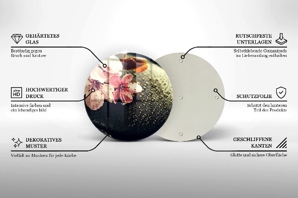 Üveg vágódeszka Virágok zen kövek