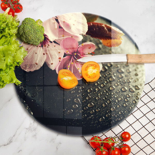 Üveg vágódeszka Virágok zen kövek