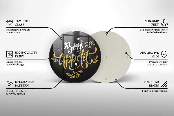 Üveg vágódeszka Bon Appetit felirat