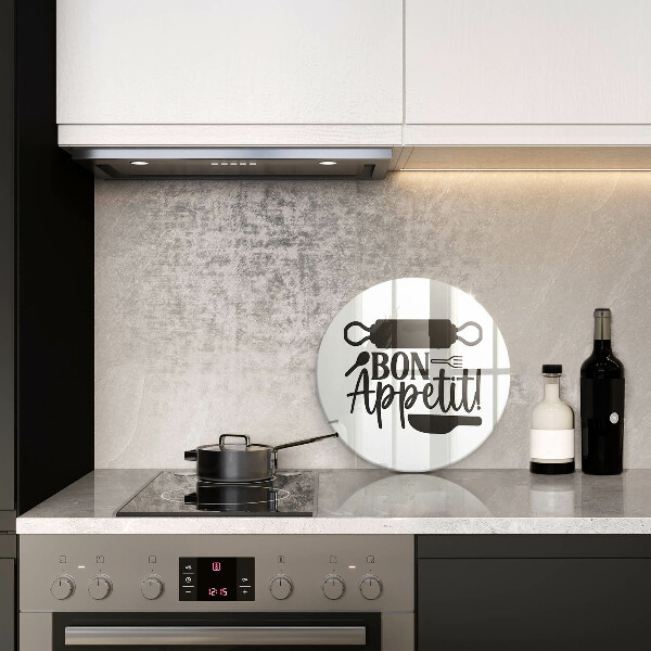 Üveg vágódeszka Bon Appetit felirat
