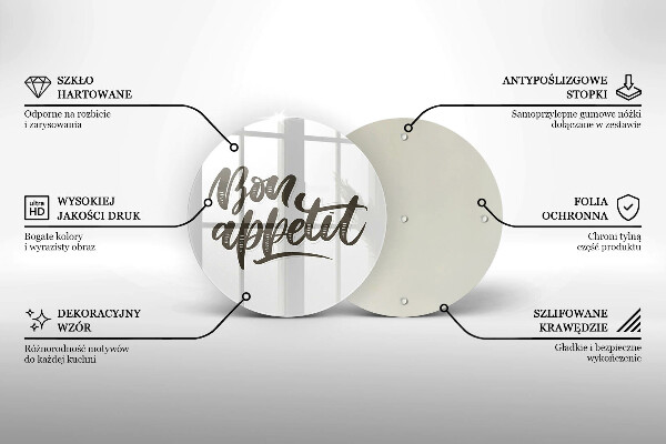 Üveg vágódeszka Bon Appetit felirat