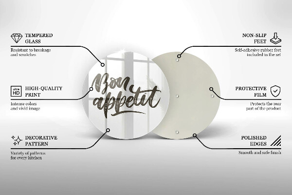 Üveg vágódeszka Bon Appetit felirat