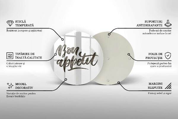 Üveg vágódeszka Bon Appetit felirat