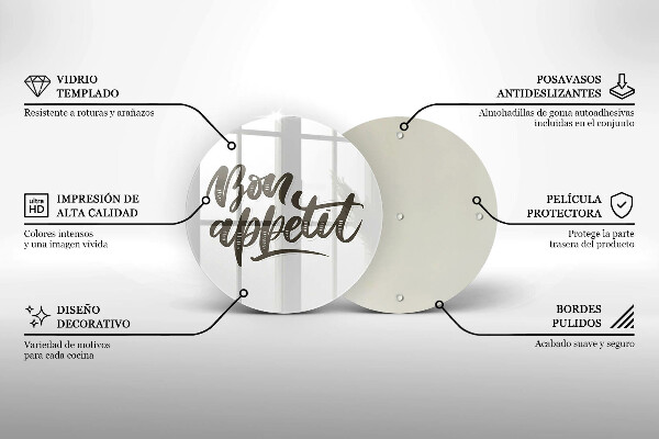 Üveg vágódeszka Bon Appetit felirat