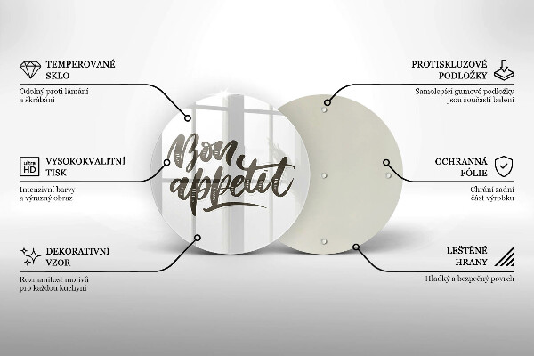 Üveg vágódeszka Bon Appetit felirat