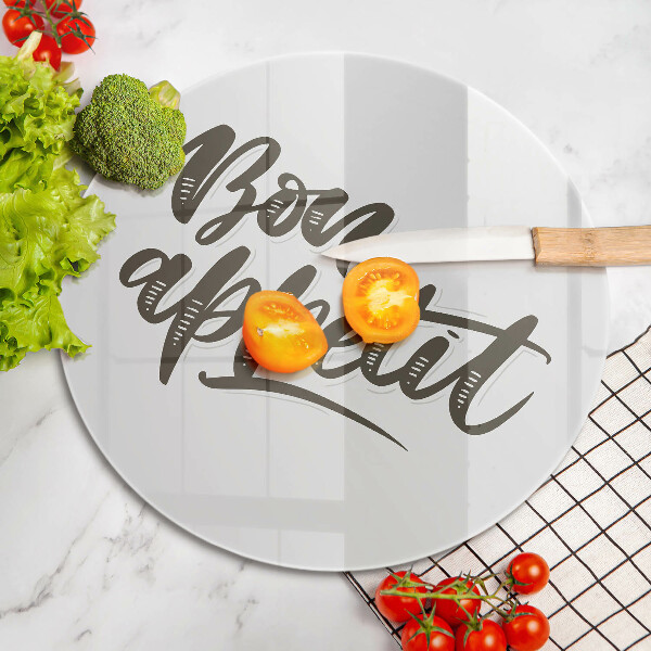 Üveg vágódeszka Bon Appetit felirat