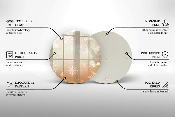Üveg vágódeszka Hópelyhek