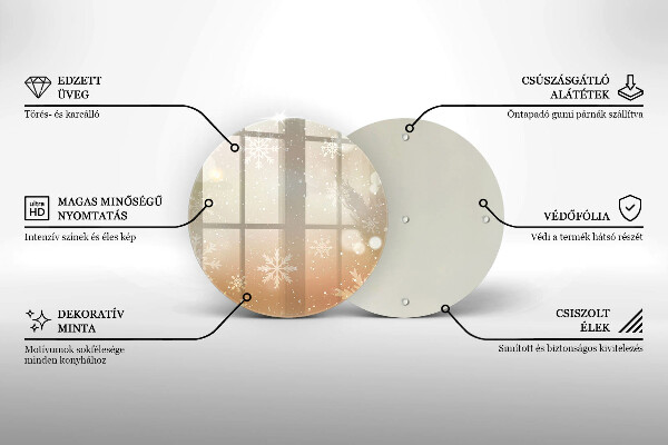 Üveg vágódeszka Hópelyhek