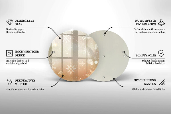 Üveg vágódeszka Hópelyhek