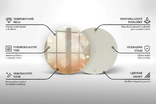 Üveg vágódeszka Hópelyhek