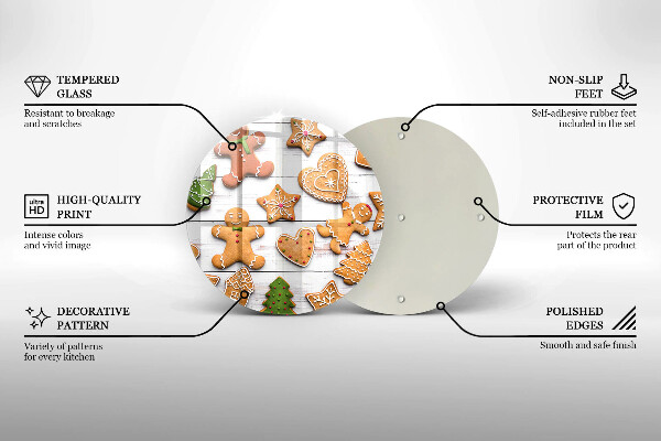 Üveg vágódeszka Karácsonyi mézeskalács
