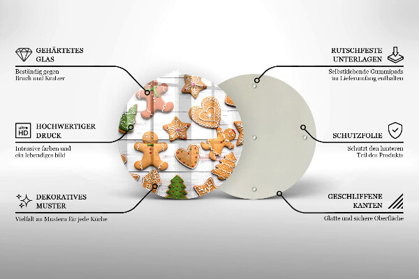 Üveg vágódeszka Karácsonyi mézeskalács