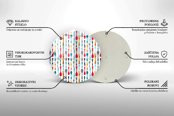 Üveg vágódeszka Kanál illusztráció