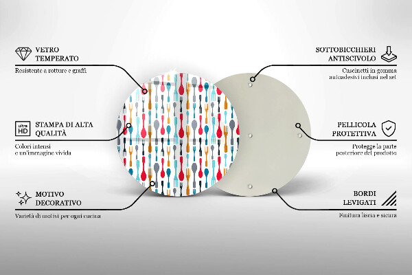 Üveg vágódeszka Kanál illusztráció