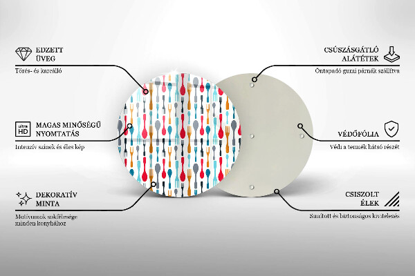 Üveg vágódeszka Kanál illusztráció