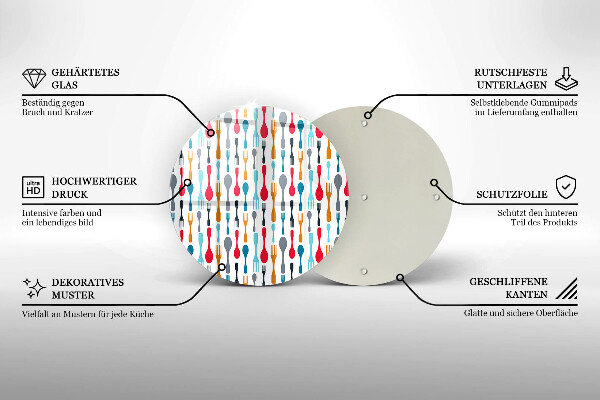 Üveg vágódeszka Kanál illusztráció