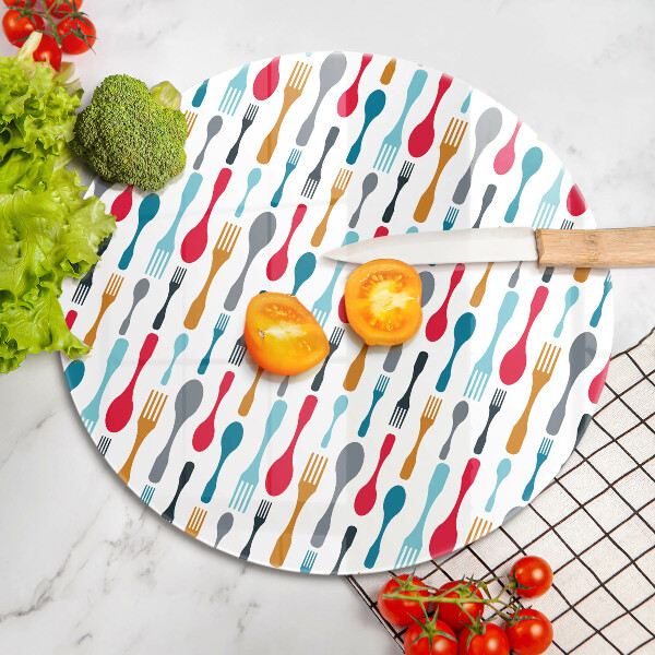 Üveg vágódeszka Kanál illusztráció