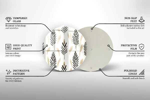 Üveg vágódeszka Boho növények