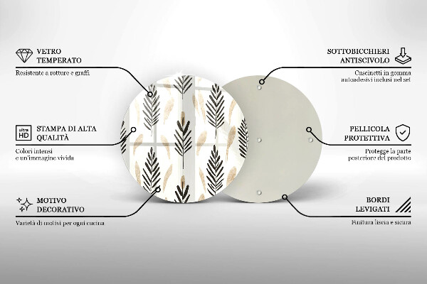 Üveg vágódeszka Boho növények