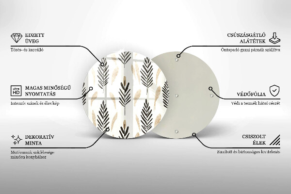 Üveg vágódeszka Boho növények