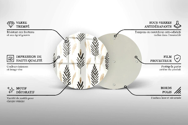 Üveg vágódeszka Boho növények