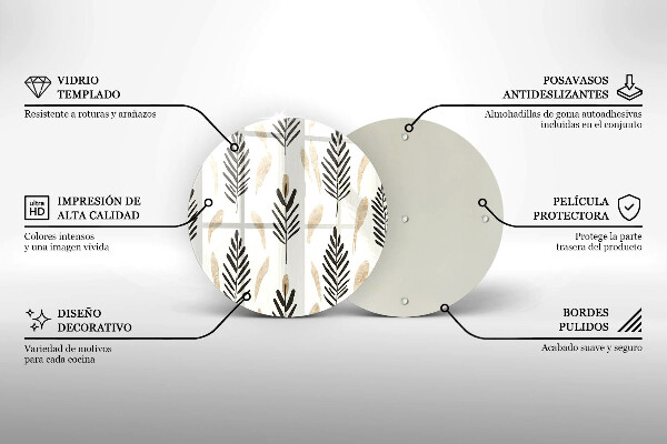 Üveg vágódeszka Boho növények