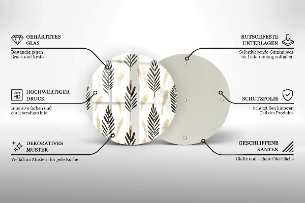 Üveg vágódeszka Boho növények