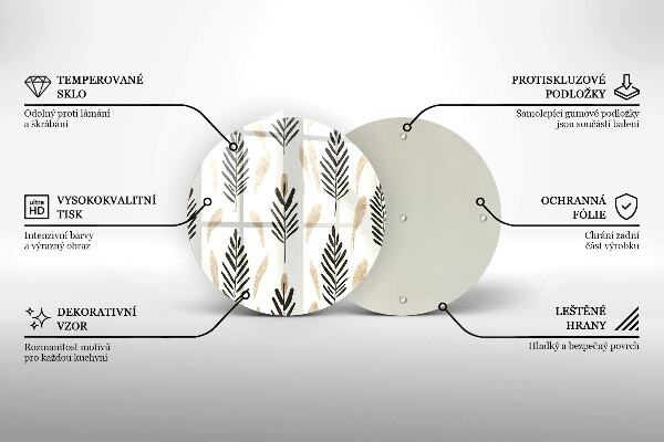 Üveg vágódeszka Boho növények