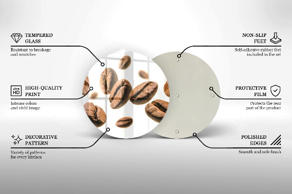 Üveg vágódeszka Kávébab