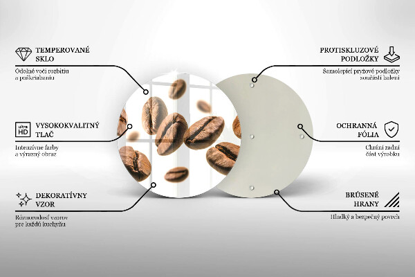 Üveg vágódeszka Kávébab