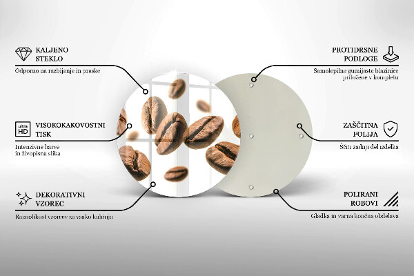 Üveg vágódeszka Kávébab