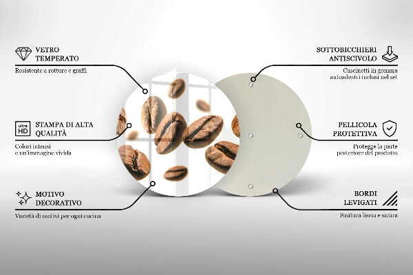 Üveg vágódeszka Kávébab