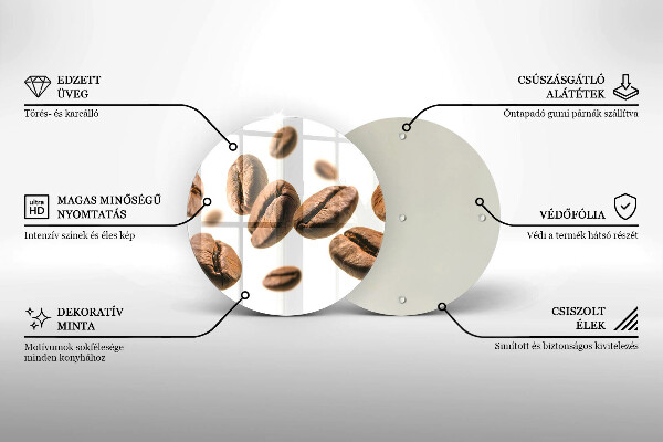 Üveg vágódeszka Kávébab