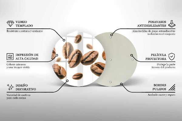 Üveg vágódeszka Kávébab