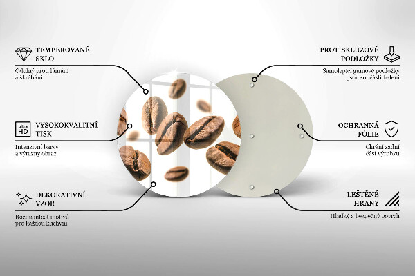 Üveg vágódeszka Kávébab