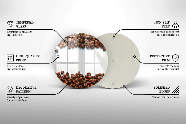 Üveg vágódeszka Kávébab