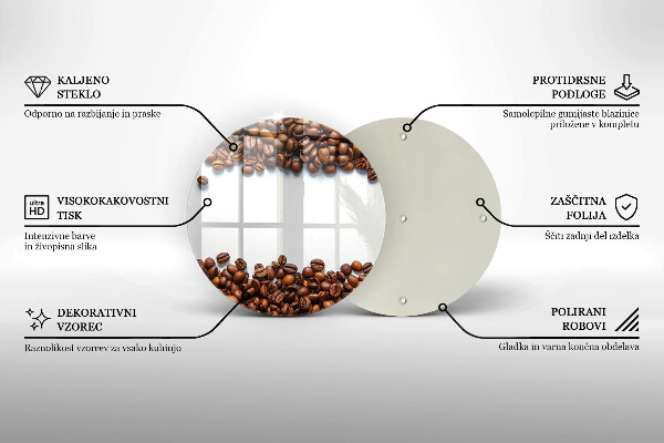 Üveg vágódeszka Kávébab