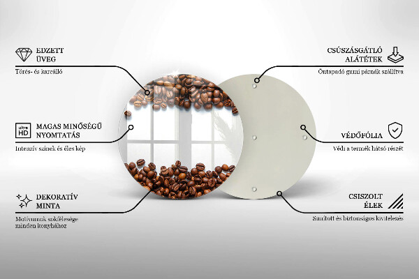 Üveg vágódeszka Kávébab