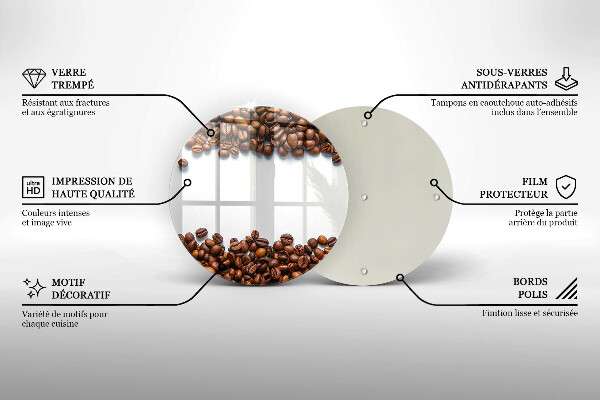 Üveg vágódeszka Kávébab