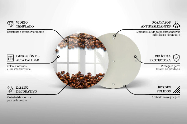 Üveg vágódeszka Kávébab