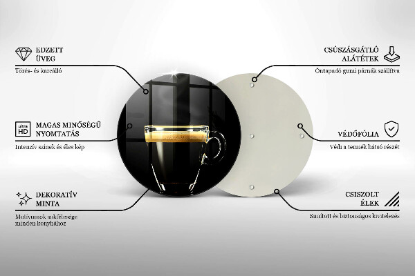 Üveg vágódeszka Egy pohár fekete kávé