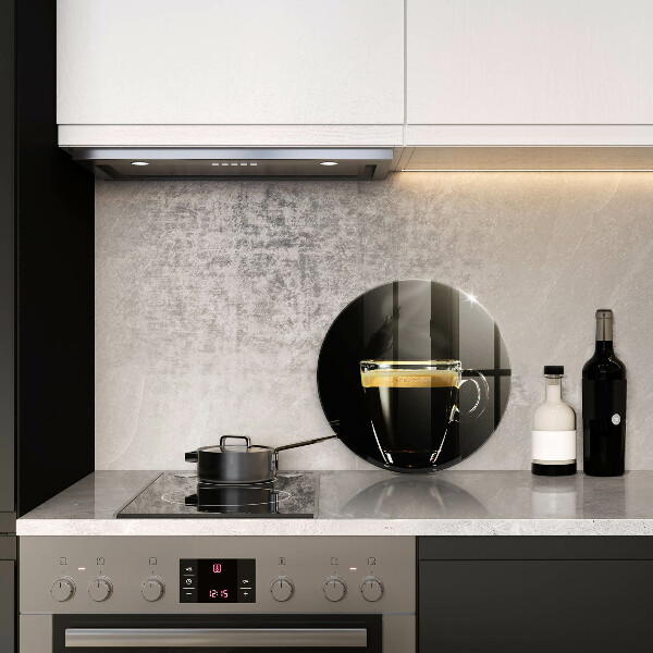 Üveg vágódeszka Egy pohár fekete kávé