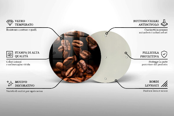 Üveg vágódeszka Barna szemes kávé