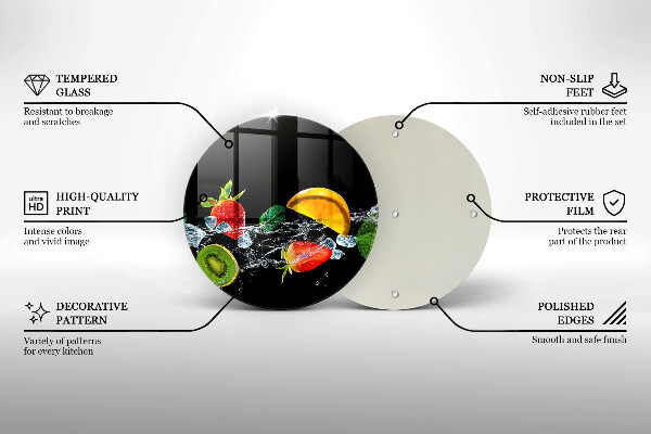 Üveg vágódeszka Gyümölcsök vízben
