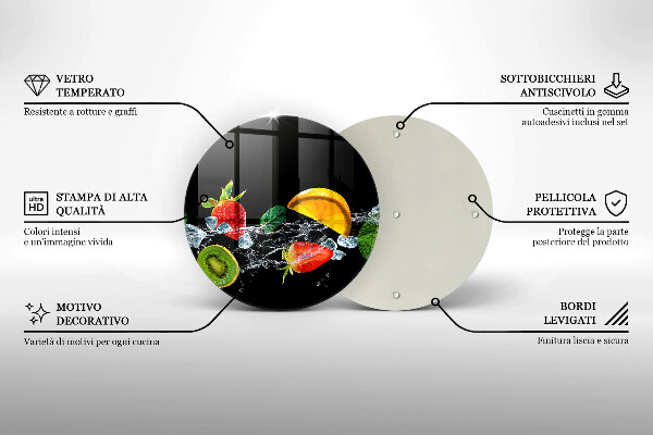 Üveg vágódeszka Gyümölcsök vízben