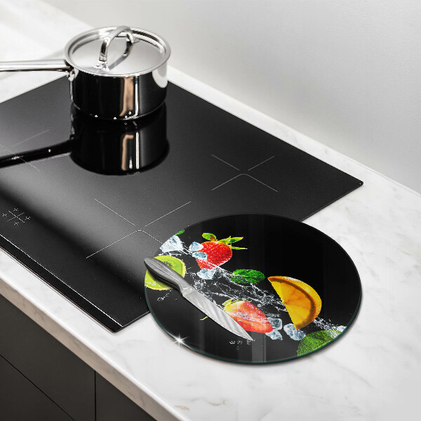 Üveg vágódeszka Gyümölcsök vízben