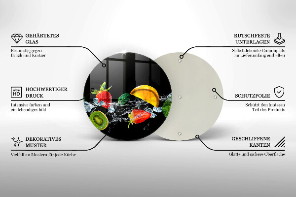 Üveg vágódeszka Gyümölcsök vízben