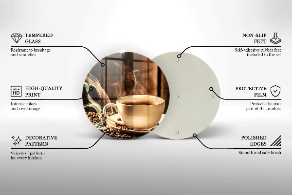 Üveg vágódeszka Csésze és kávébab